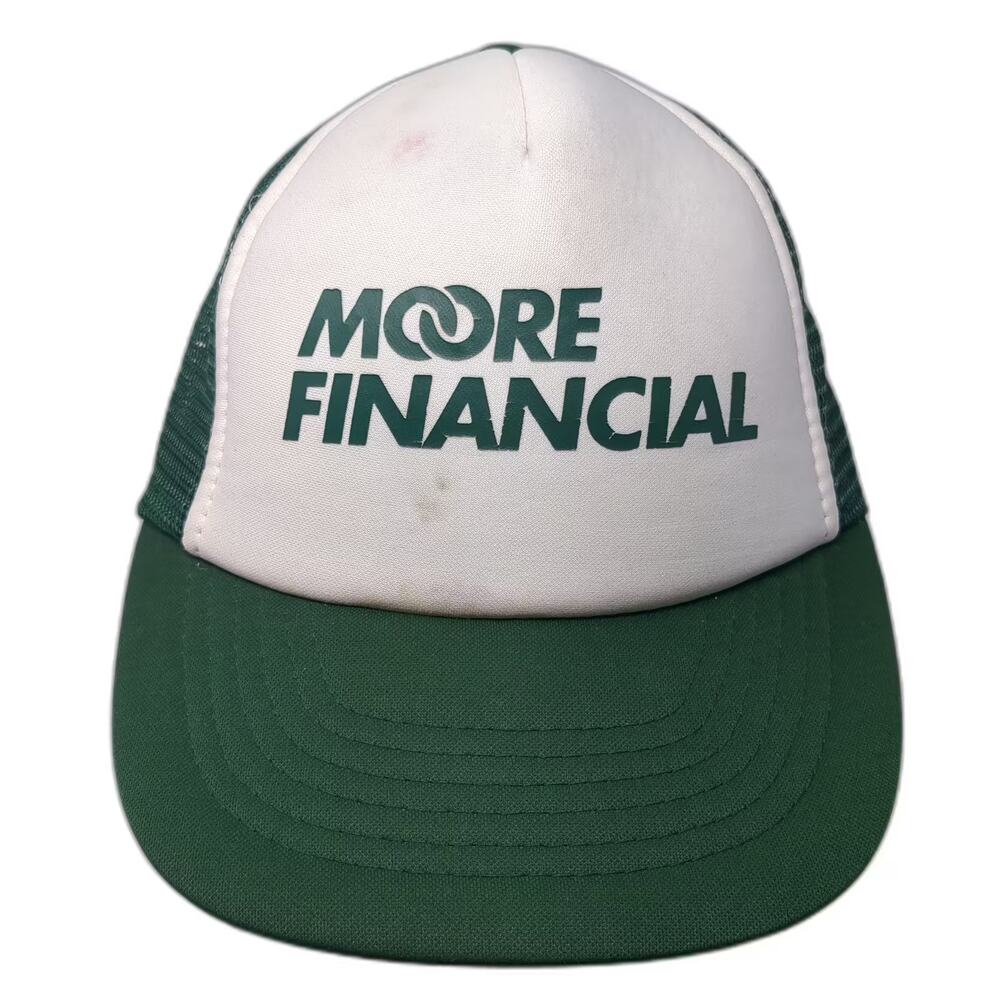 Sportcap Trucker Hat Green White L Mesh Back Moore Financial Snapback Adjustable